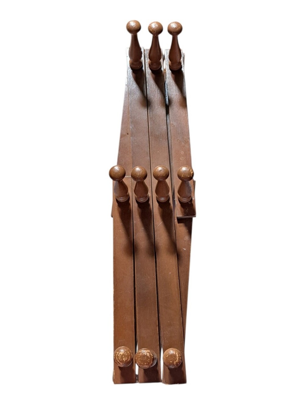 Huge Vintage Wooden Accordion 10 Peg Wall Rack